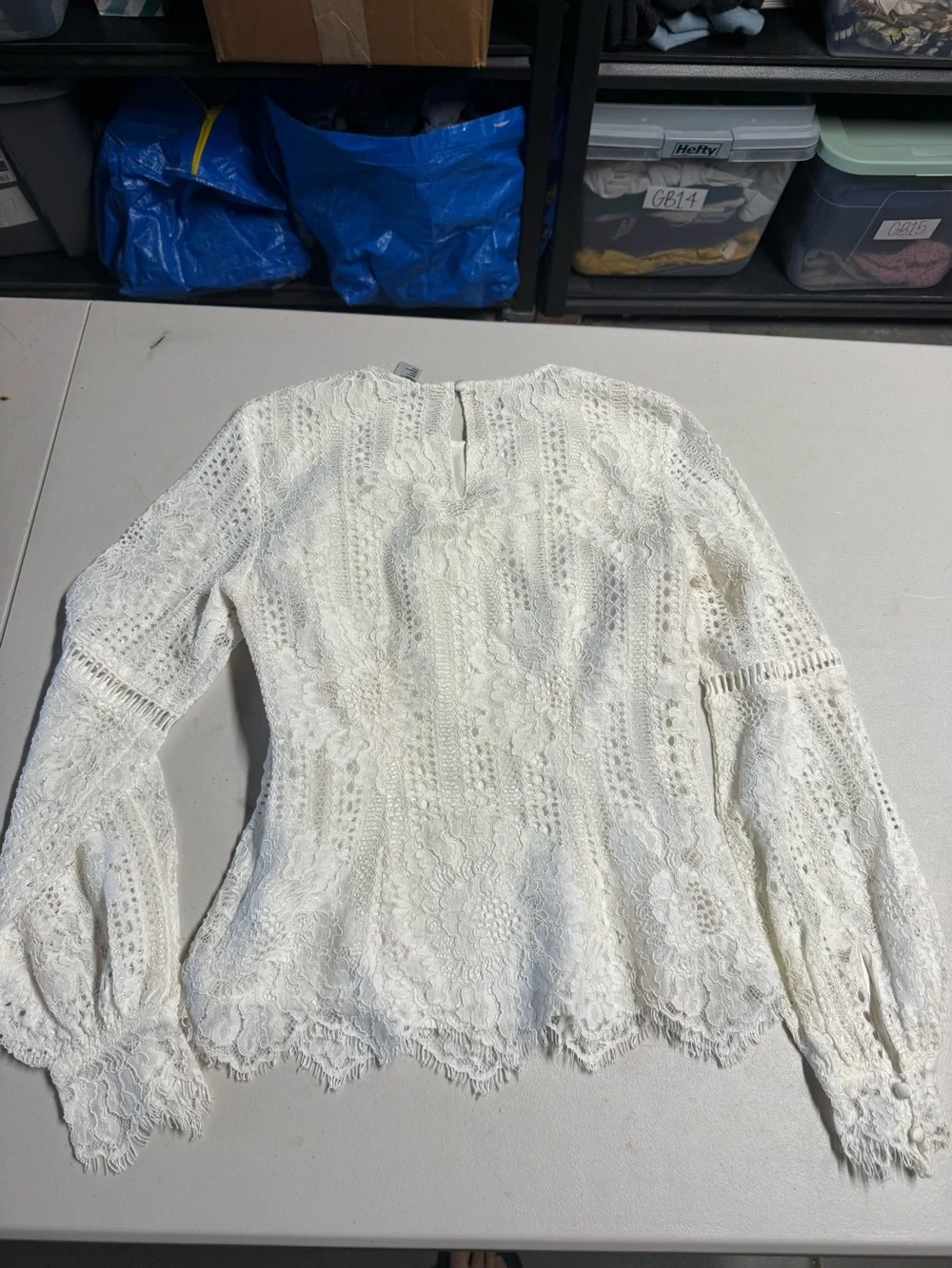 H&M White Lace Long-Sleeve Blouse Cottagecore size 4 EUC